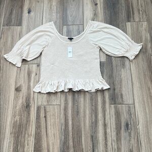 NEW Ann Taylor Cream Ruffled Blouse